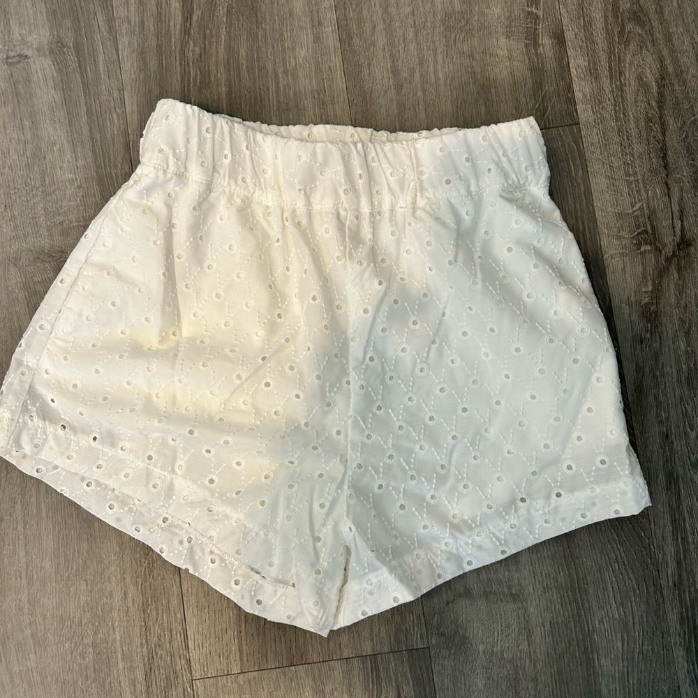 Blue Rain White High Waist Shorts